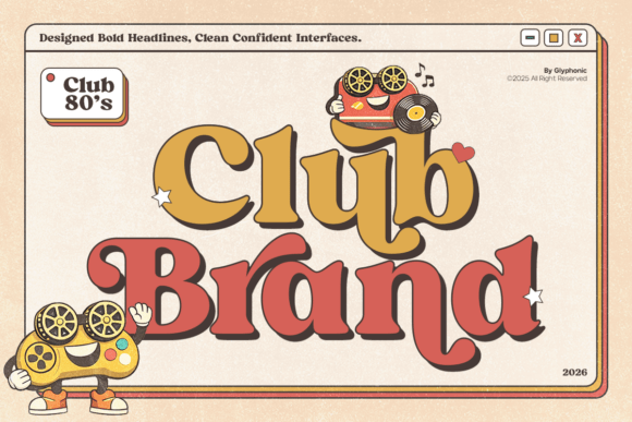Club Brand Typeface for Bold Editorial Design
